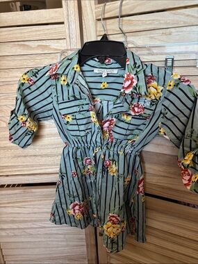 Girls Speed Limit
Sage Green Striped Floral Dress 6